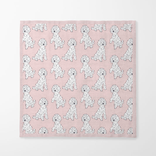 Oy with the Poodles Napkin in Pink in Organic Cotton Voile
