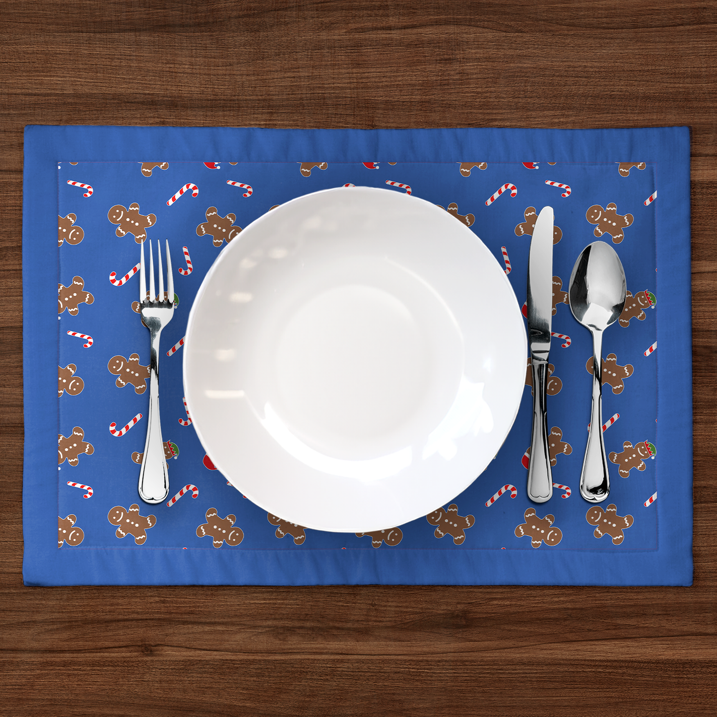 Gingerbread Dudes Placemat in Dark Blue