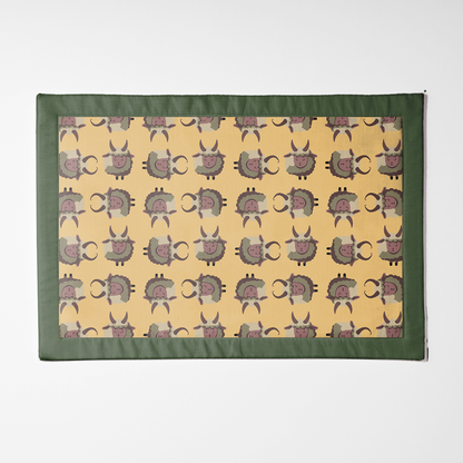 Krampus Placemat in Gold with Dark Green Border