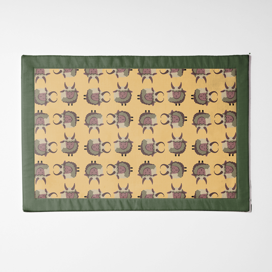 Krampus Placemat in Gold with Dark Green Border