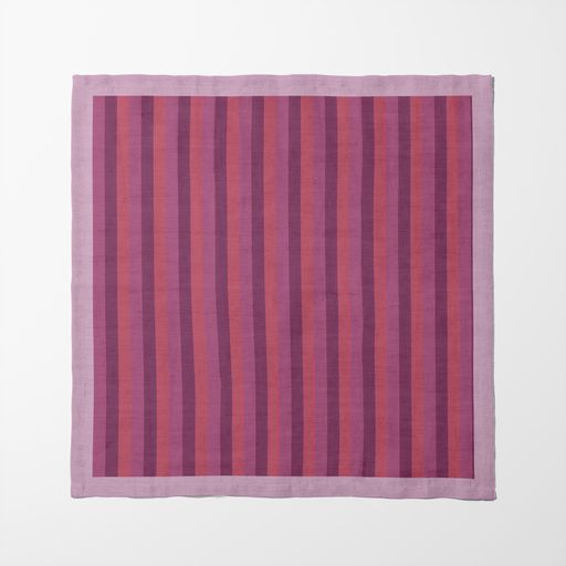 Tropical Stripes Napkin in Pink in Organic Cotton Voile