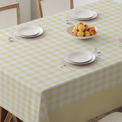 Mini Gingham Tablecloth in Pastel Yellow - Mid Cotton Twill