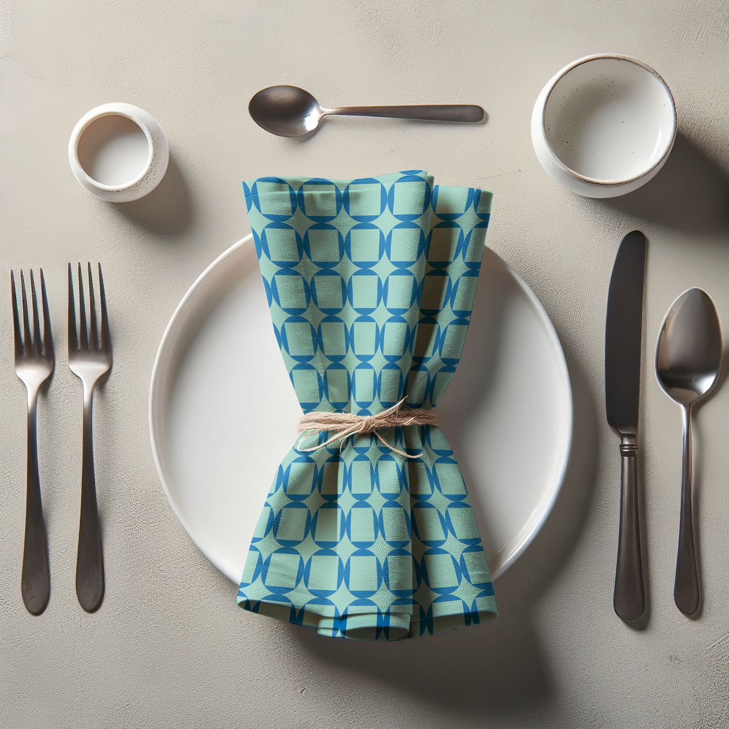 Come Share the Table with Me Napkin - Aqua in Lightweight Linen