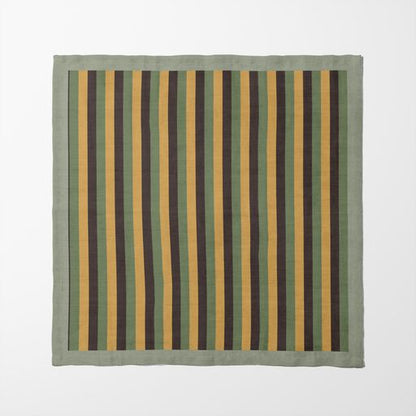 Tropical Stripes Napkin in Green in Lightweight Linen