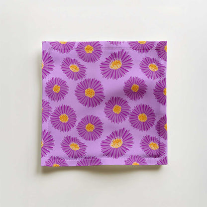 Purple Paper Daisy Cocktail Napkin in Organic Cotton Voile