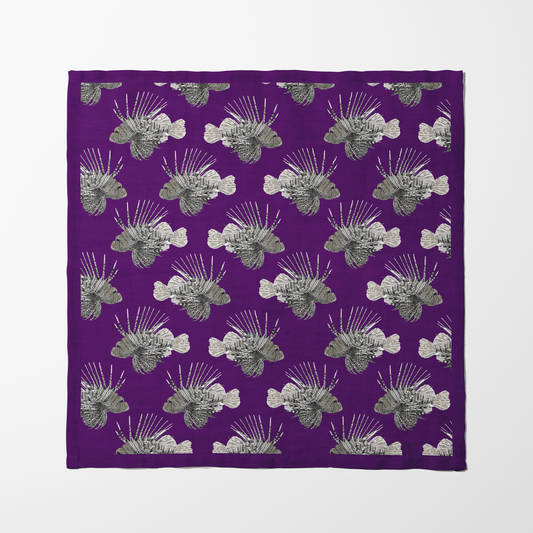 Purple King Fish Napkin in Lightweight Linen