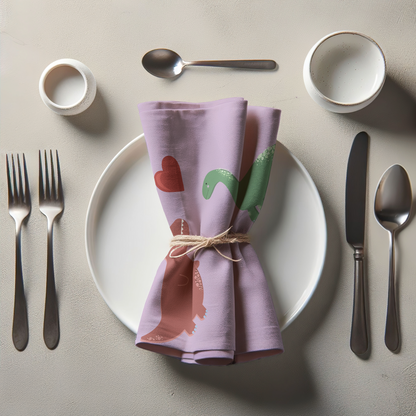 Dinos in Love Napkin - Lightweight Linen