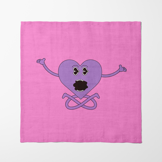 Purple Heart in Love Pink Napkin