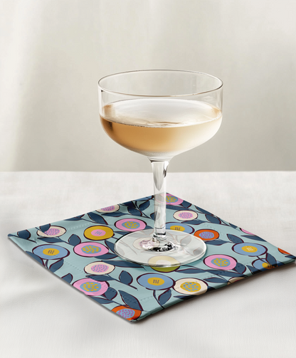 Button Flowers Blue Oxford Cocktail