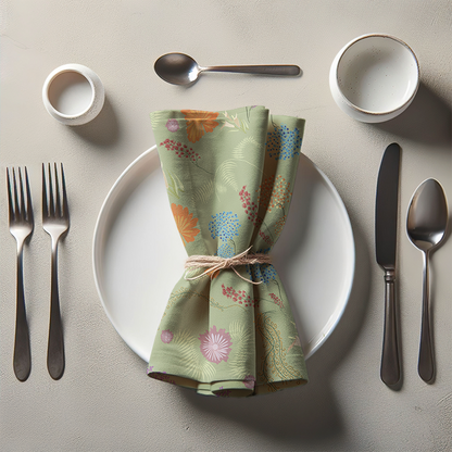 Botanical Medley in Light Green Napkin