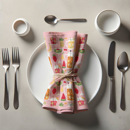 Summer Drinks Napkin in Pink