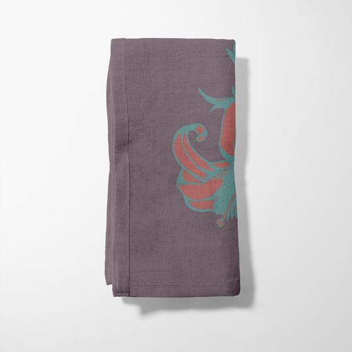 Art Nouveau Flower Napkin in Purple in Organic Cotton Voile