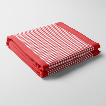 Gingham Tablecloth in Picnic Red - Mid Cotton Twill