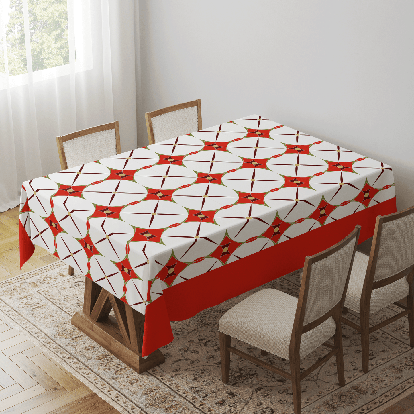 Holiday Abstract Tablecloth in Red