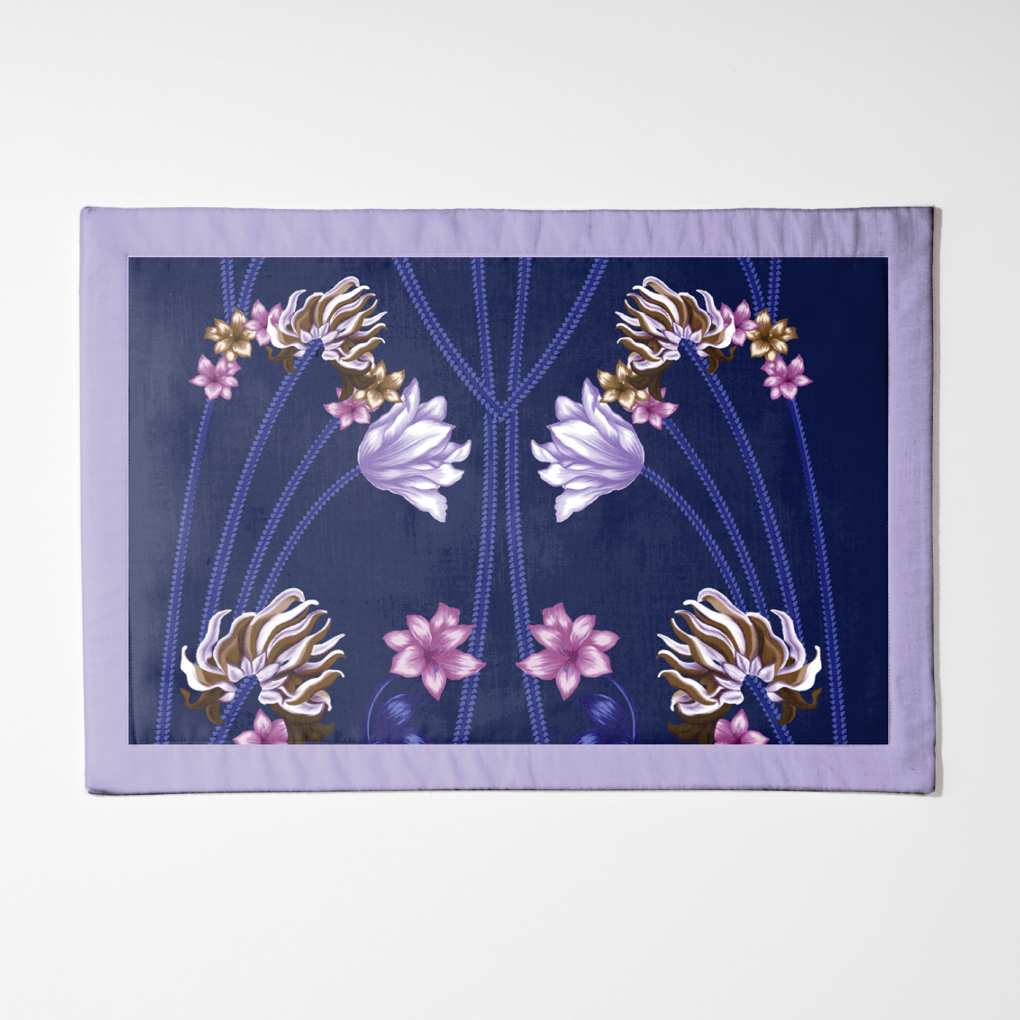 Art Nouveau Placemat in Navy in Mid Cotton Twill