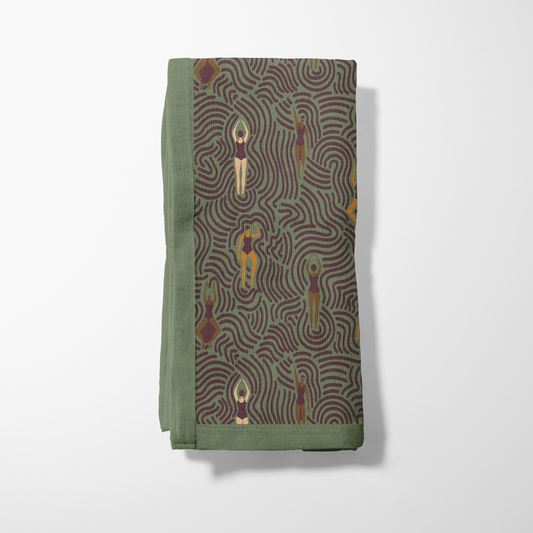 Swimmers in Summer in Candy Stripe Green Napkin