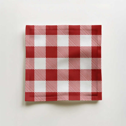 Red Gingham Cocktail Napkin in Organic Cotton Voile