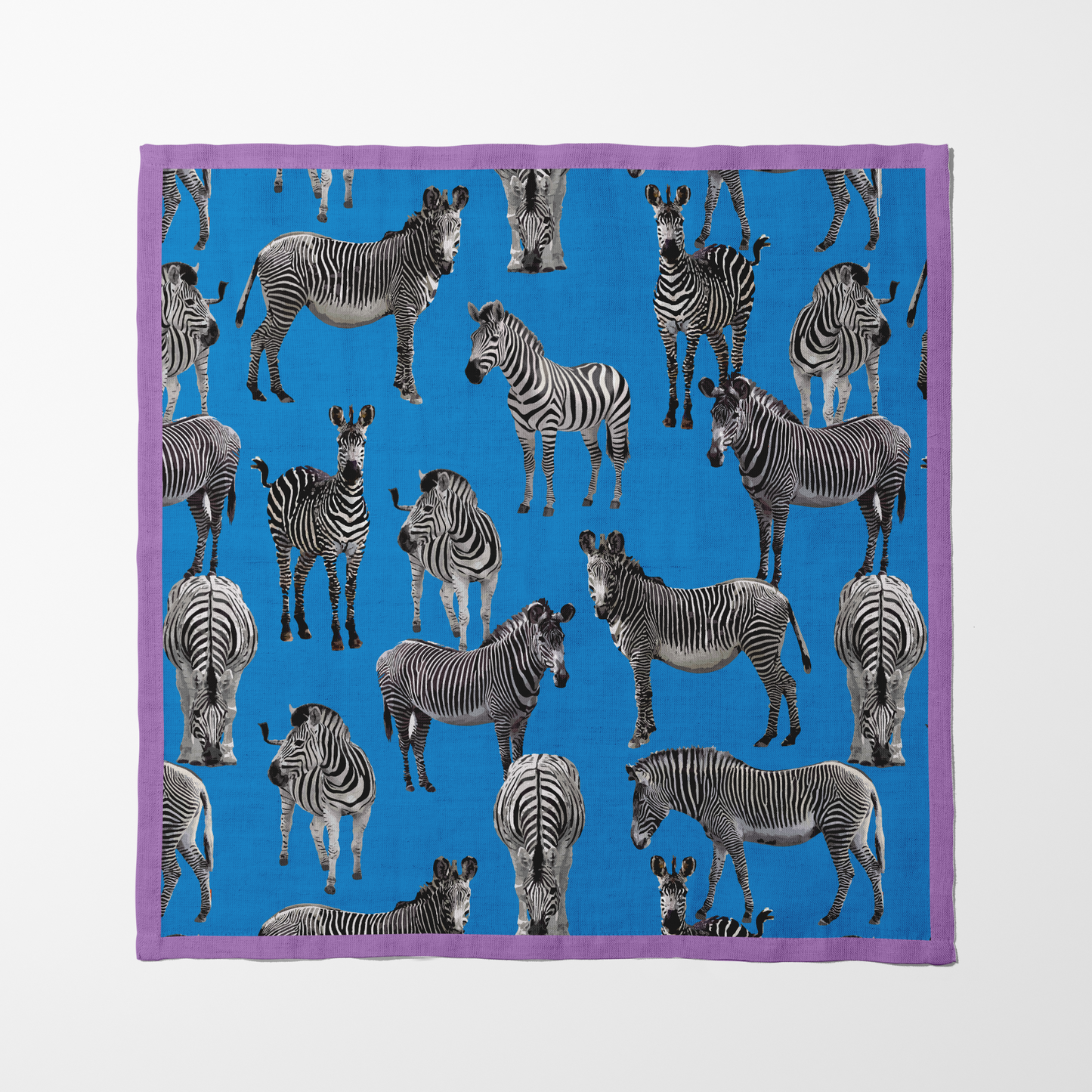 Zias Zebras Napkin in Cerulean Mauve - Lightweight Linen