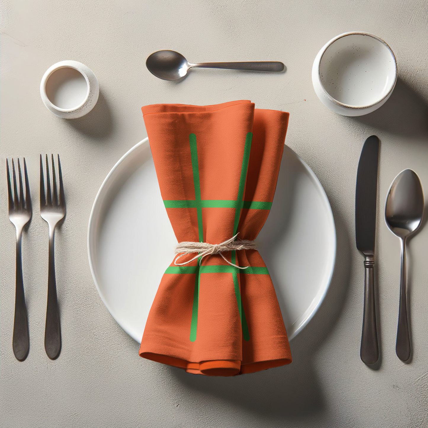 Tic Tac Toe Napkin in Orange - Lightweight Linen