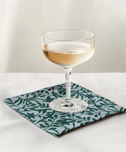 Figi Floral Cocktail Napkin in Icy Adventurine - Lightweight Linen - 45%