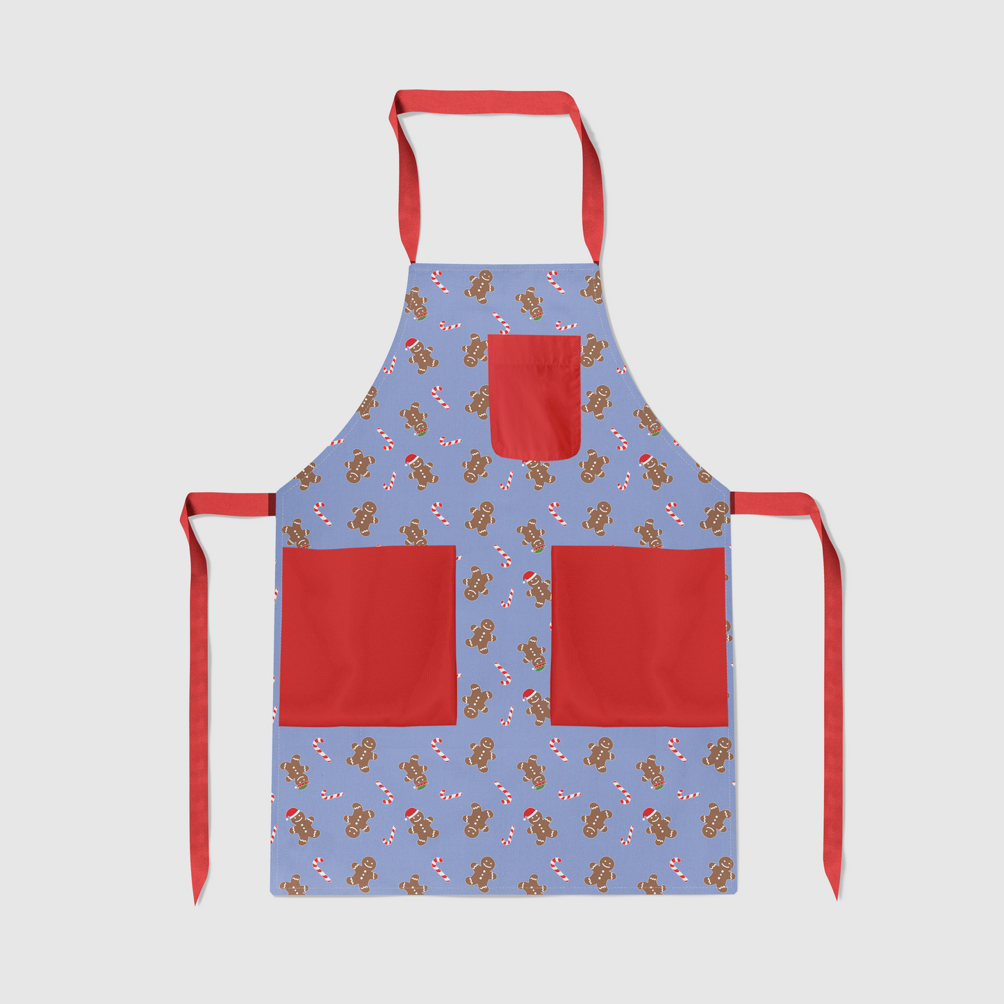 Gingerbread Dudes Full Chef Apron in Melted Snow with Red