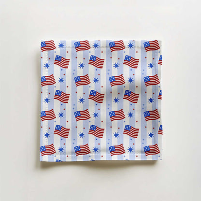 Red White Blue Cocktail Napkin in Organic Cotton Voile
