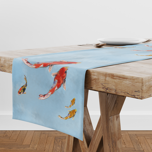 Coral Koi Fish Runner in Lightweight Linen