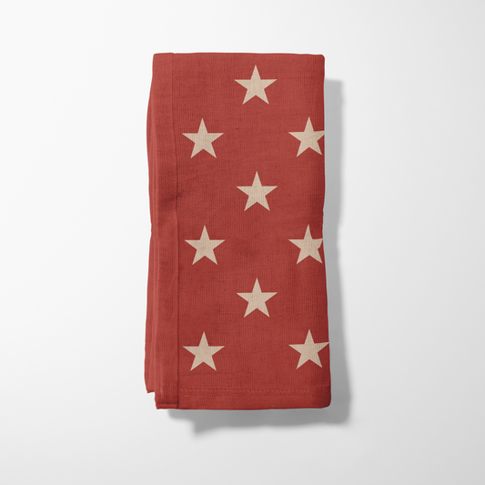 ONE Stars Napkin - Red in Organic Cotton Voile