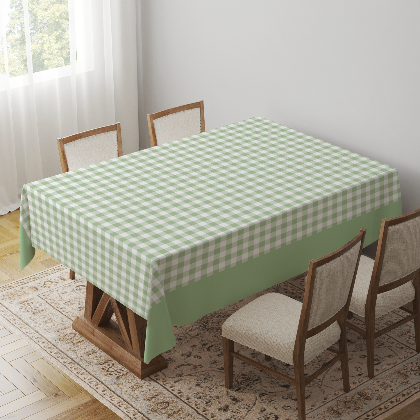 Mini Gingham Tablecloth in Pastel Green