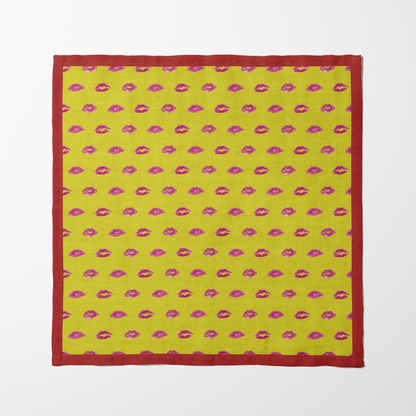 Laughter Yellow Smooch Napkin with Zebra Red Border