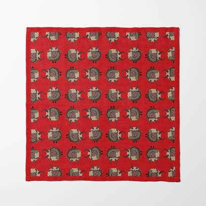 Krampus Napkin in Light Red with Light Red Border