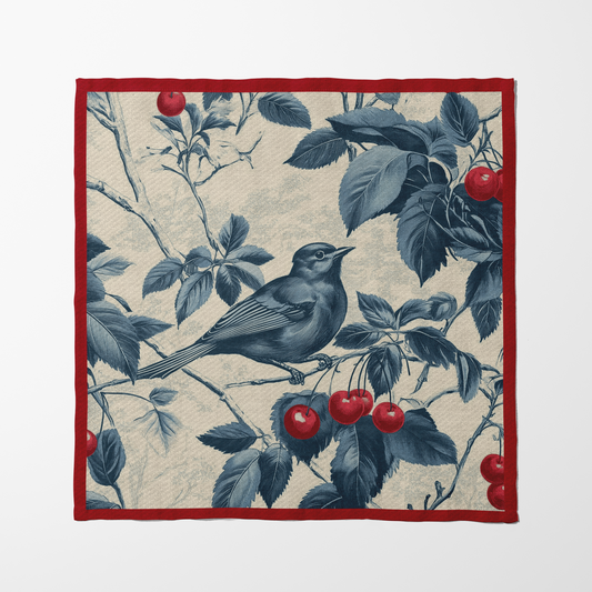 Nestled Cherries Napkin in Vintage Classic in Lightweight Linen