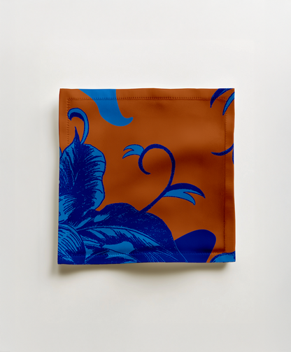 Tropical Paissage Cocktail Napkin in Blue Orange