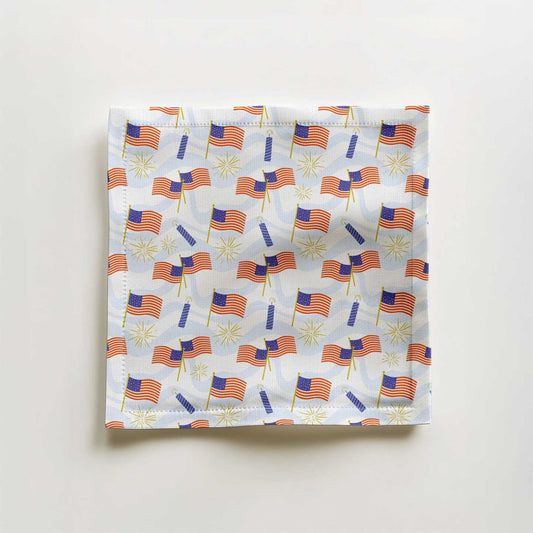 Fourth of July Party Cocktail Napkin in Lightweight Linen