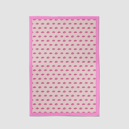 Valentine Pink Smooch with Love Pink Tea Towel