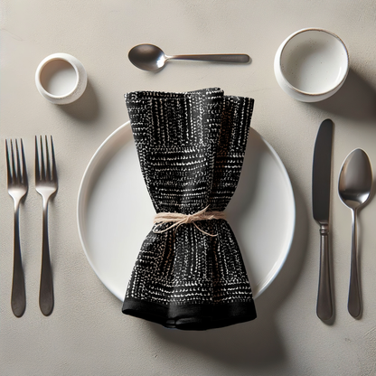 Eclipse Modern Abstract Black and White Napkin
