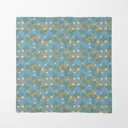 Lemon Flower Napkin in Light Blue