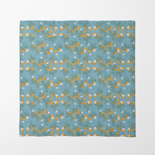 Lemon Flower Napkin in Light Blue