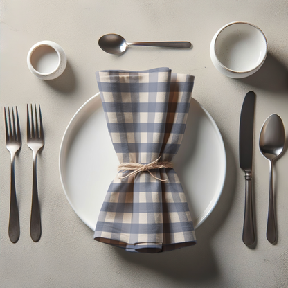 ONE Small Gingham Napkin - Boat in Lightweight Linen