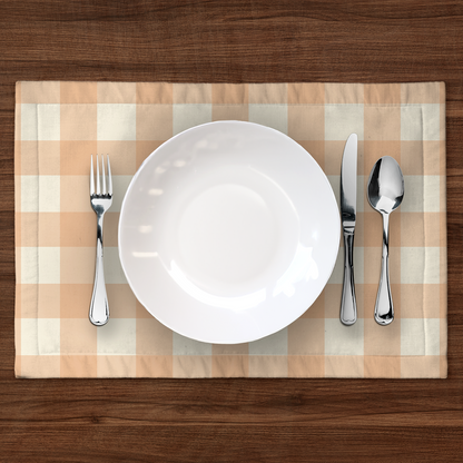 ONE Large Gingham Placemat - Burnt Butter in Mid Cotton Twill