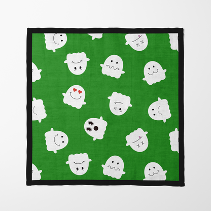 Friendly Ghosts in Slime Napkin in Lightweight Linen