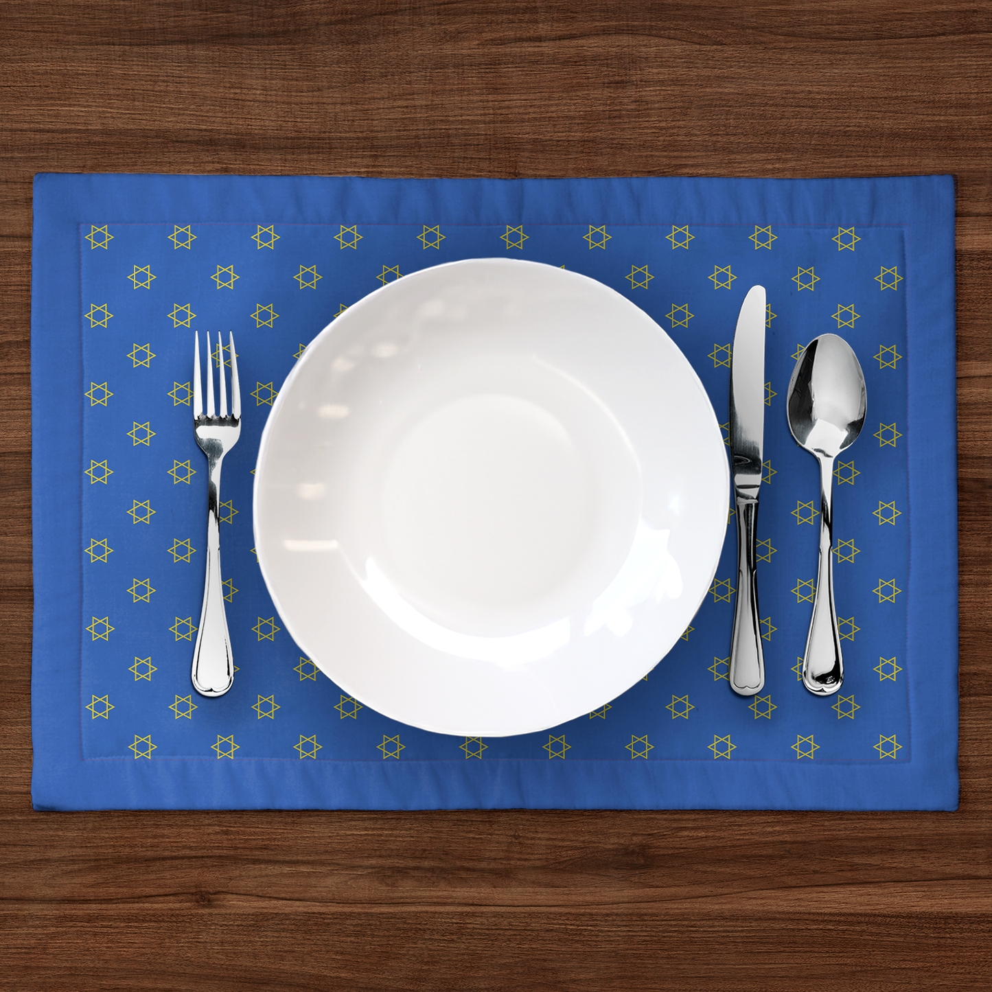 Star of David Placemat in Dark Blue and Yellow