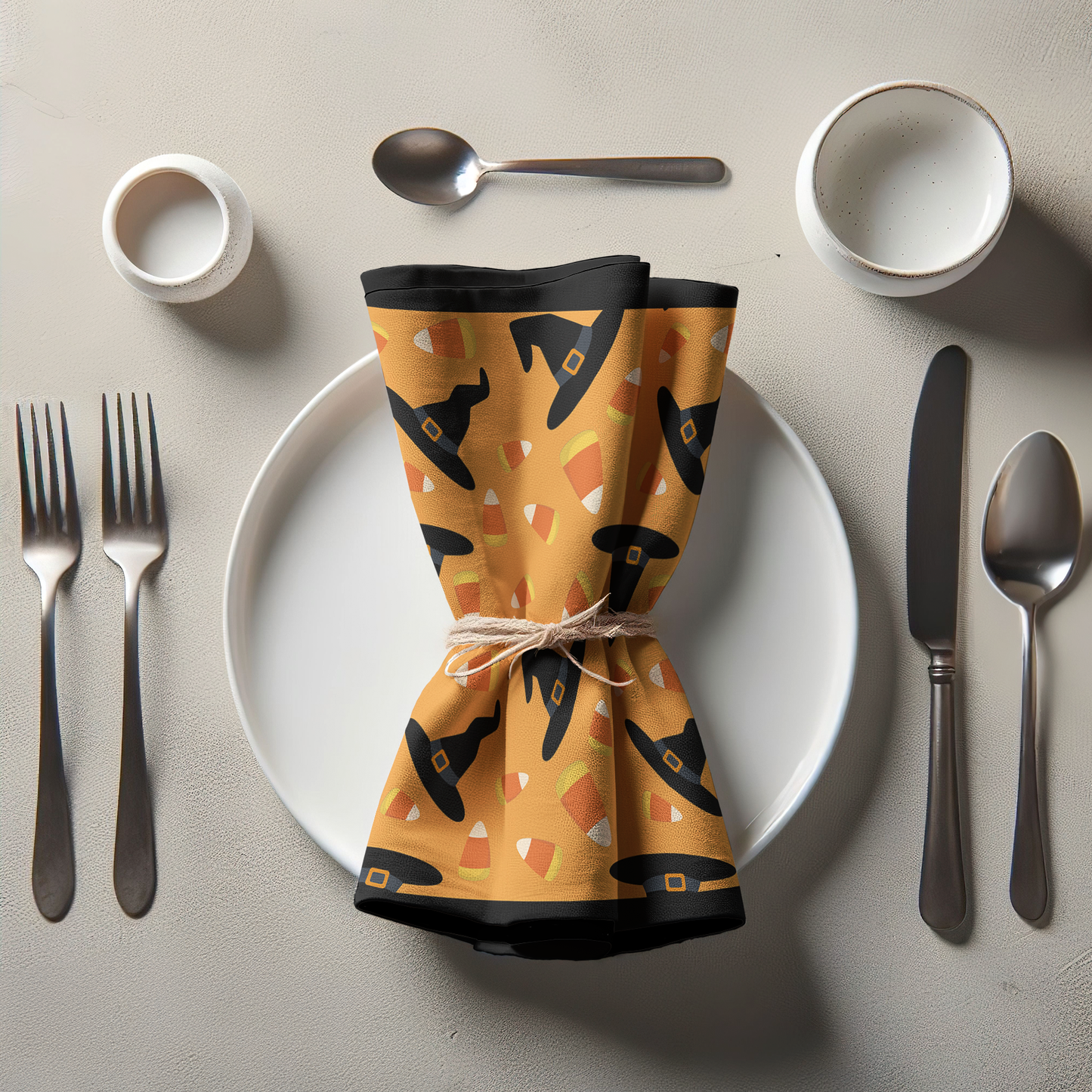 Trick or Treat Napkin in Squash in Organic Cotton Voile