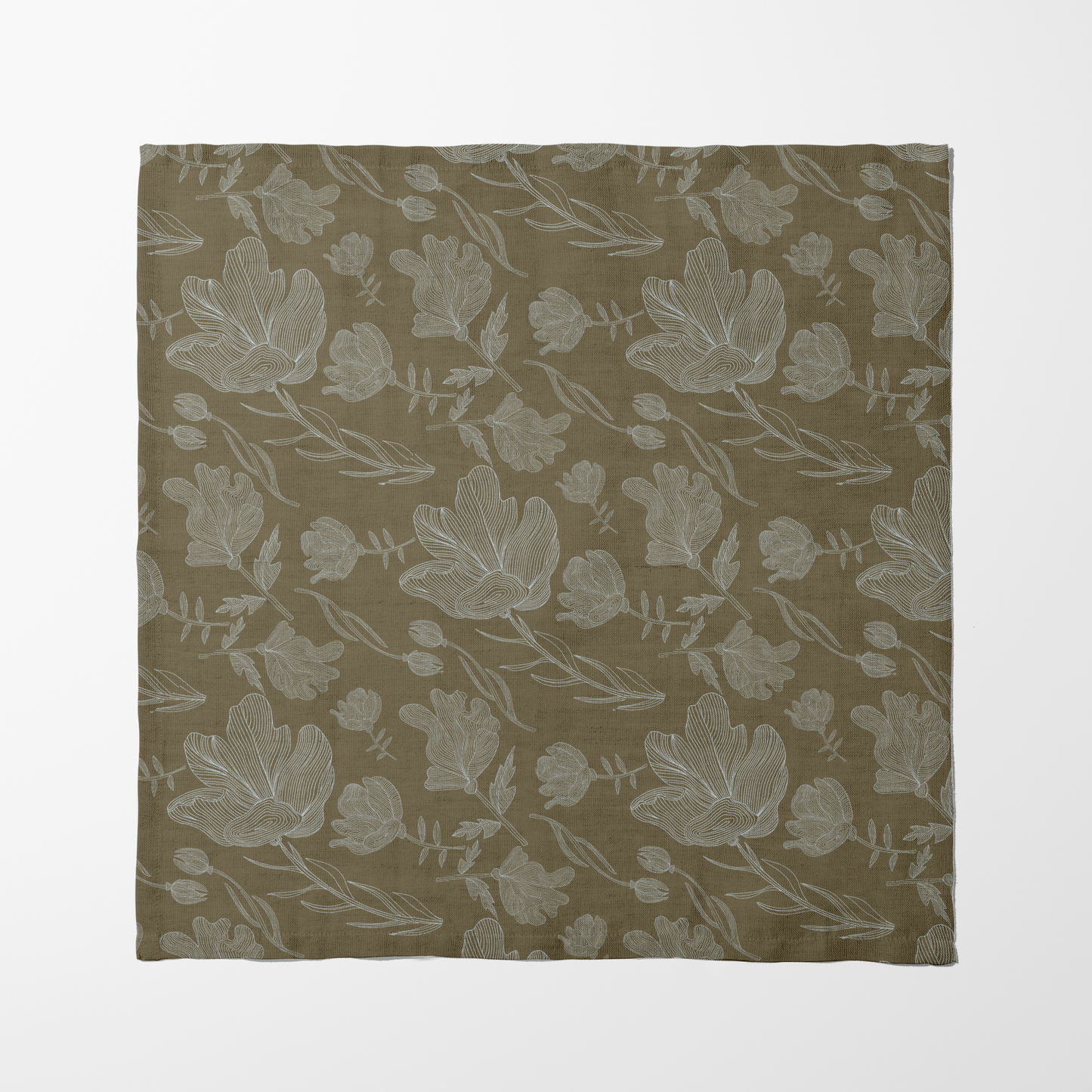 Summer Flowers Napkin in Olive Green