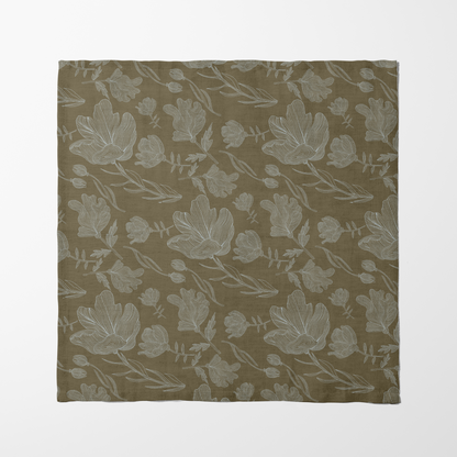 Summer Flowers Napkin in Olive Green