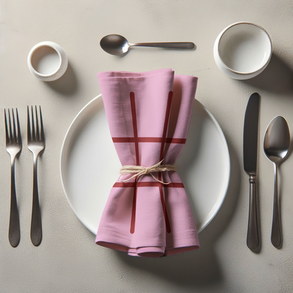 Tic Tac Toe Napkin in Pink - Organic Cotton Voile