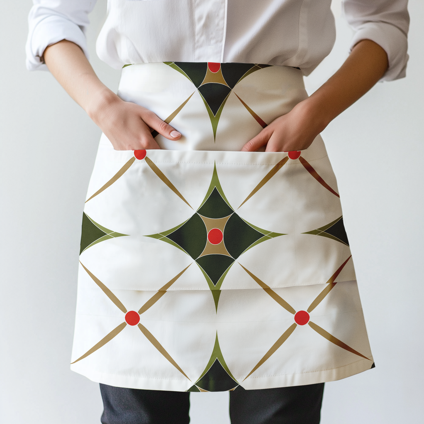 Holiday Abstract Half Apron in Green