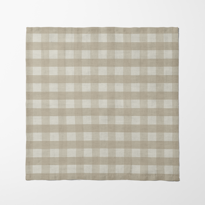 ONE Small Gingham Napkin - Pebble in Organic Cotton Voile