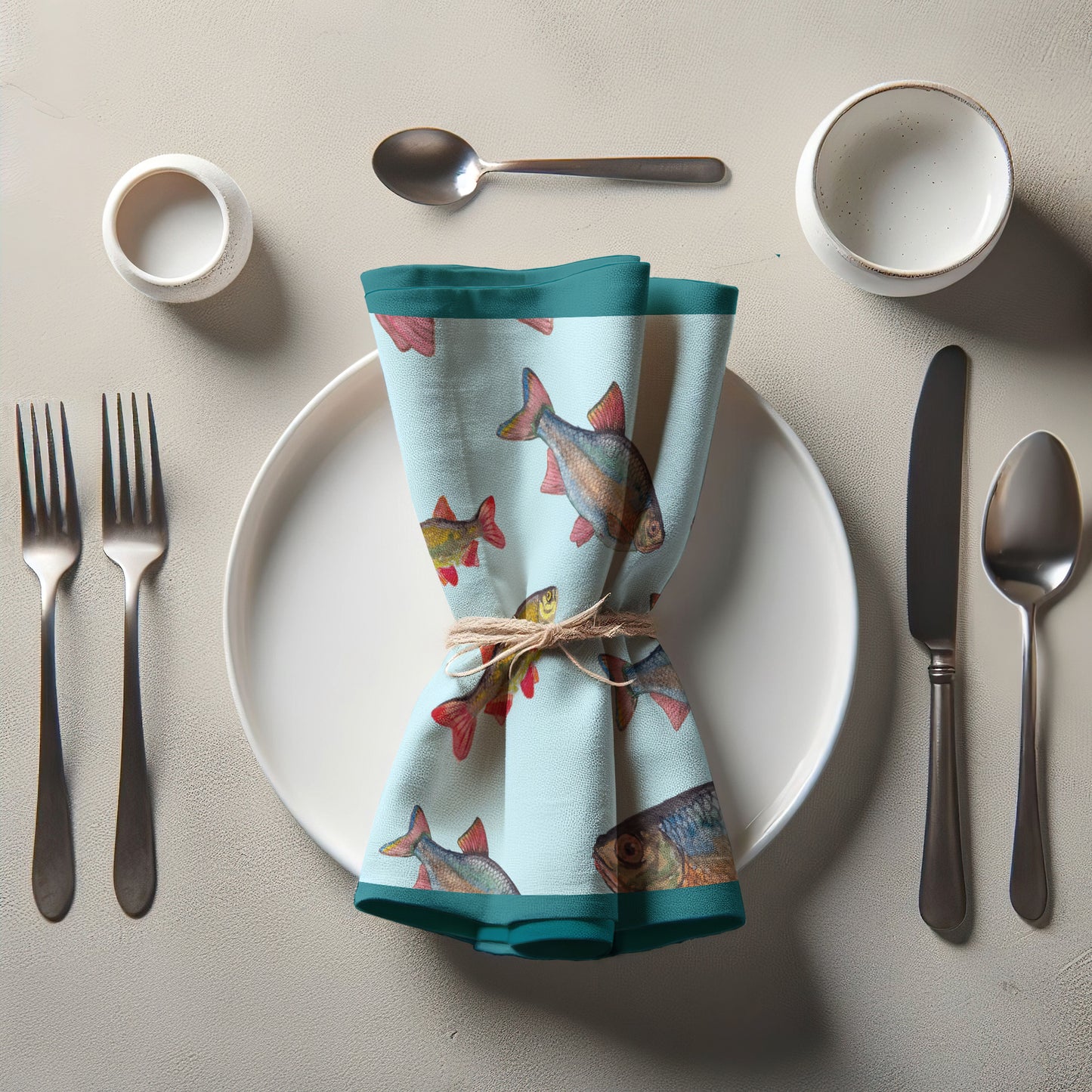 Rainbow Fish Napkin in Blue