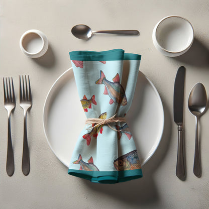 Rainbow Fish Napkin in Blue